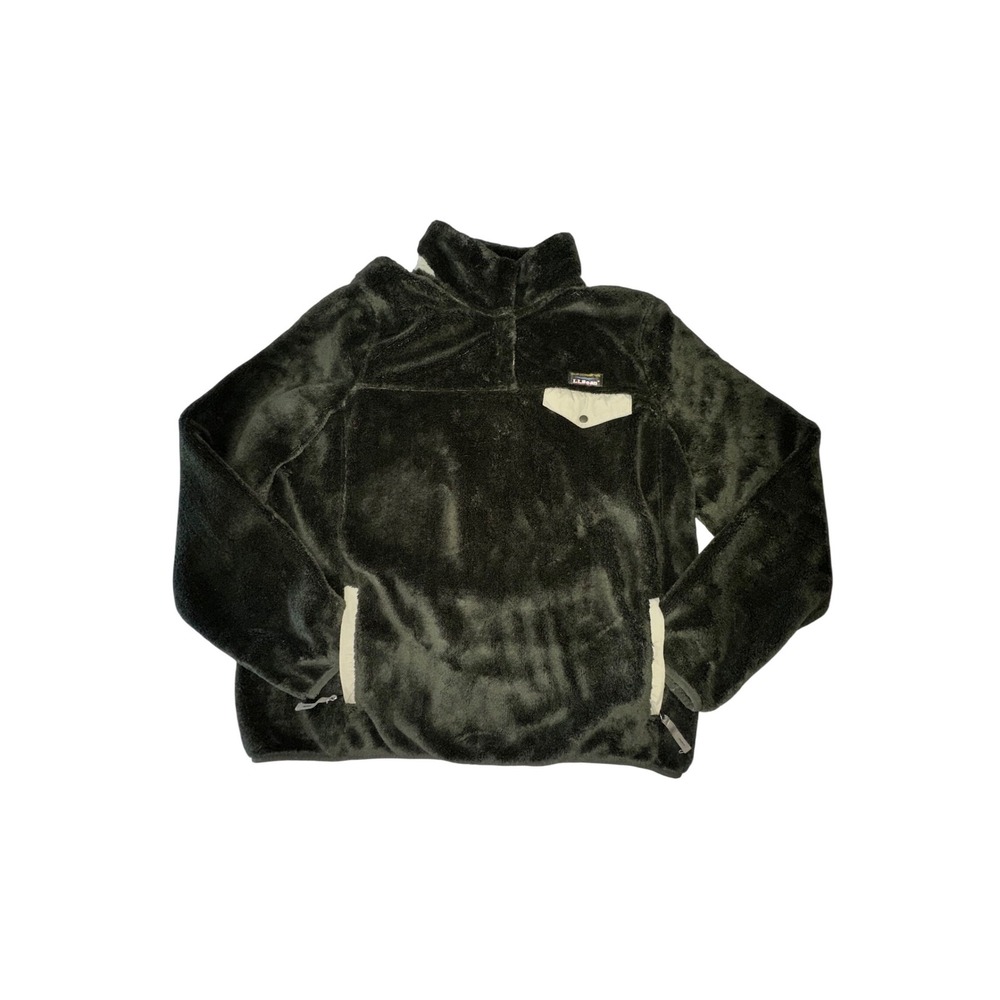 LL Bean Green High Pile Fleece Pullover Sweatshirt Outdoors Womens XL
